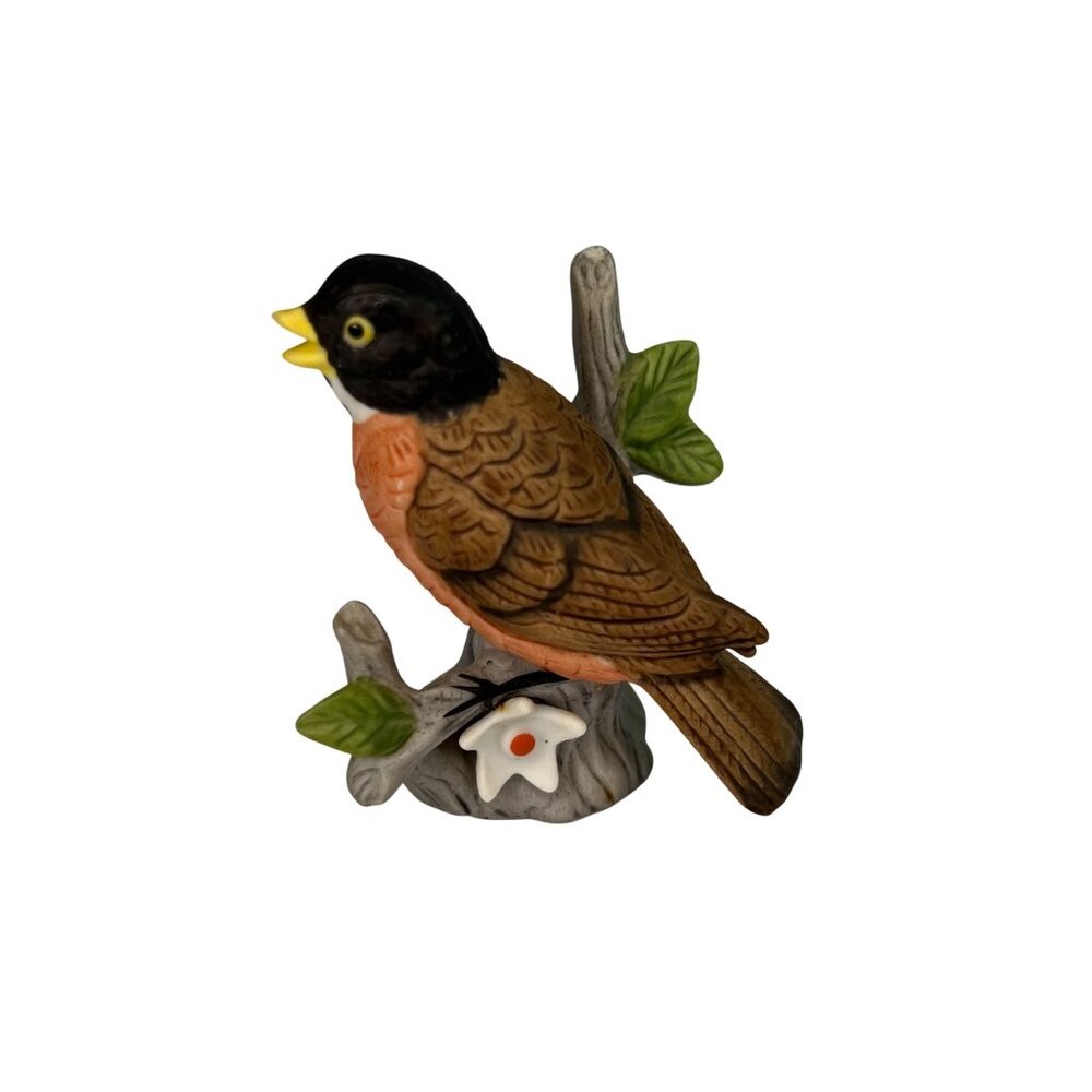 Vintage Porcelain Bird Figurine On Branch By Lefton Hand-Painted Accent 2.5”